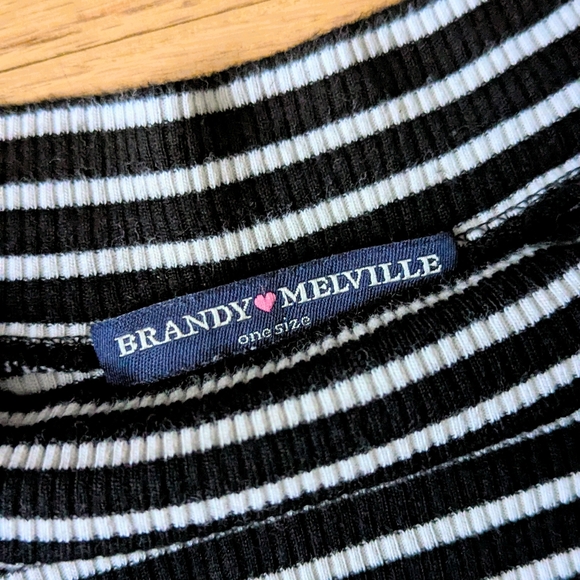 Brandy Melville black and white striped long sleeve 100% cotton top - Picture 5 of 9